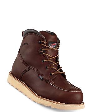 Red Wing Traction Tred 6-inch Safety Toe Men's Waterproof Boots Burgundy | ZA 381CTV